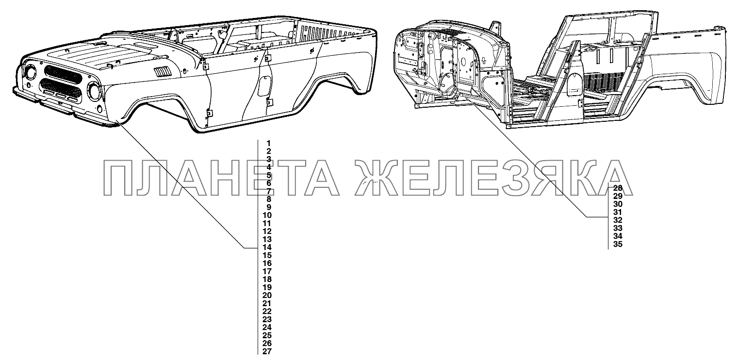 Кузов в сборе УАЗ-31519